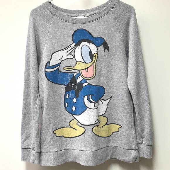 DISNEY SWEATSHIRT M DONALD DUCK SAILOR GRAPHIC GRAY SOFT DISNEYL… - Picture 1 of 9